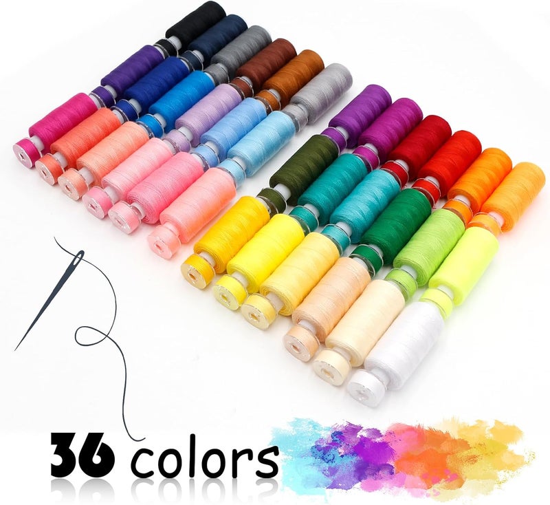 AILUHONG 72Pcs Sewing Thread kit, 36 Assorted Colors Machine Threads with Spools, 36 Same Color Prewound Bobbins Threads Set, Polyester Thread for Hand and Sewing Machine - Image 4